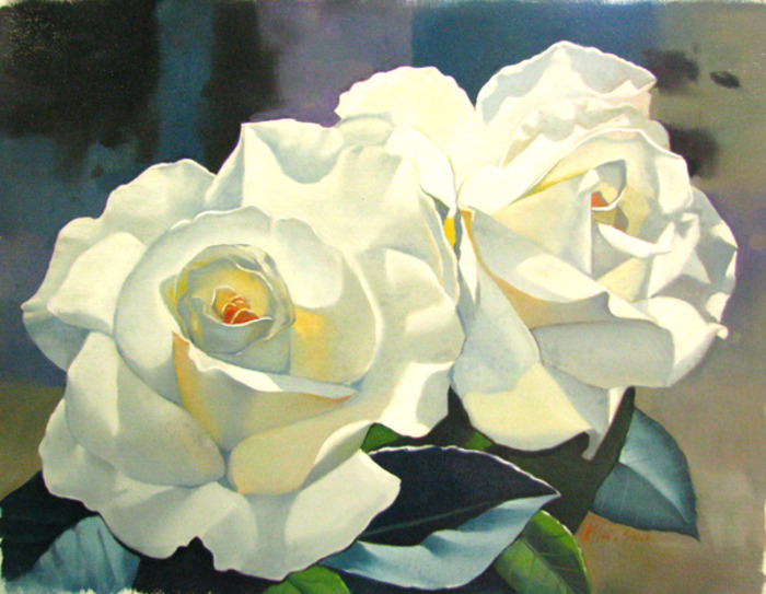 [유화 그림액자] 장미 Rose the white B 61x46cm