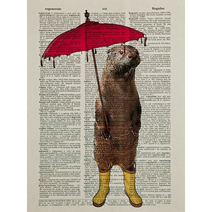 [귀여운 동물그림 아트 포스터 액자] rainy day otter